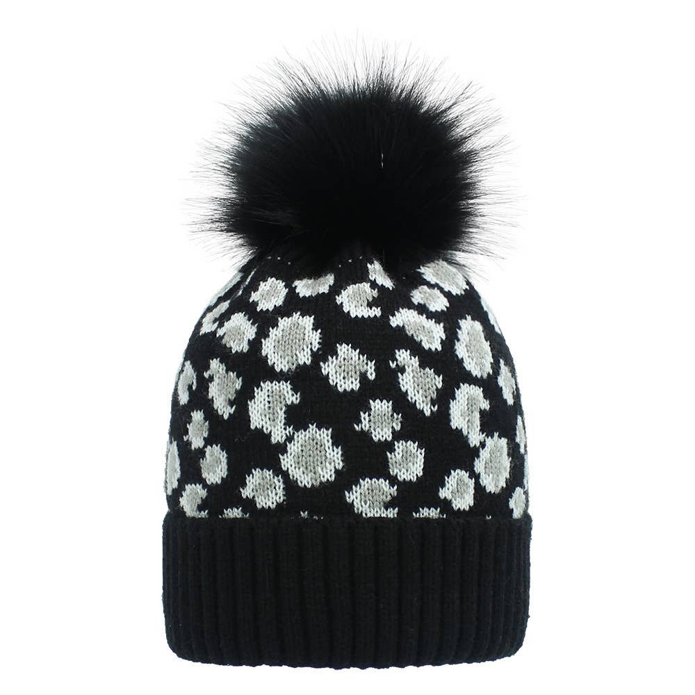 Leopard print knit hat beanie hat
