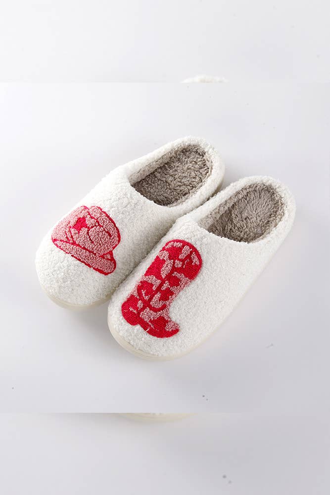 Western Cozy Hat and Boots Fluffy Slippers