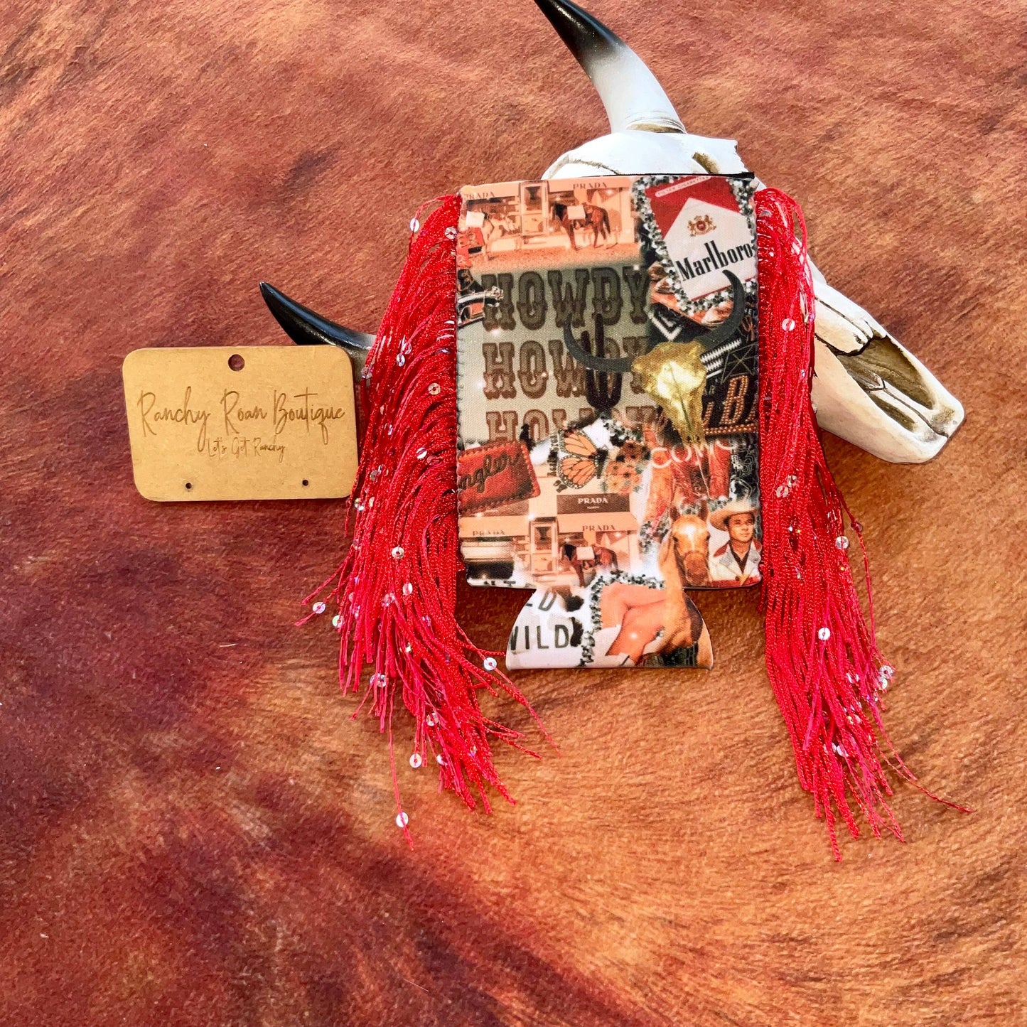 Western Graphic Slim & Regular Fringe Koozie