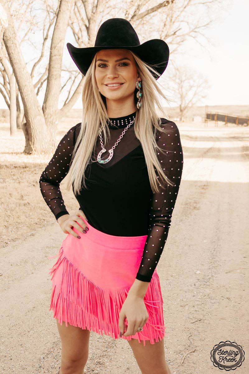 FORT WORTH FRINGE SKIRT PINK