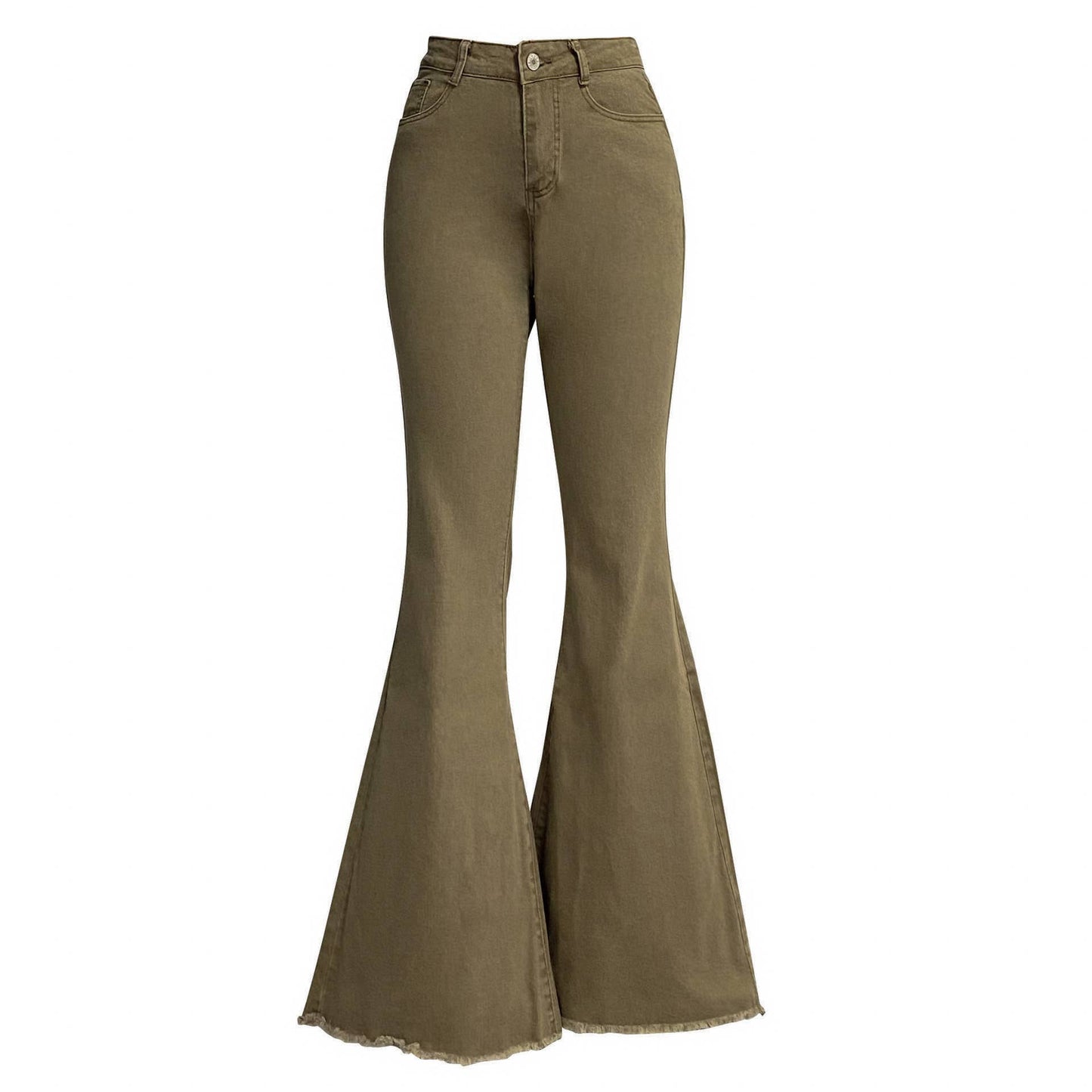 High Waisted Drag Flare Denim Trousers