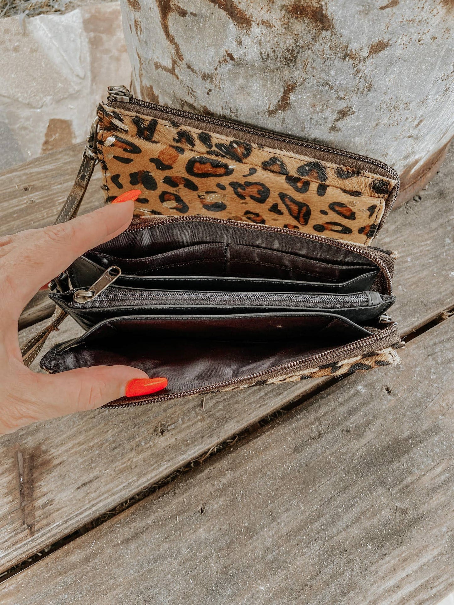 Cheetah Cowhide Womens Wallet - Wristlet
