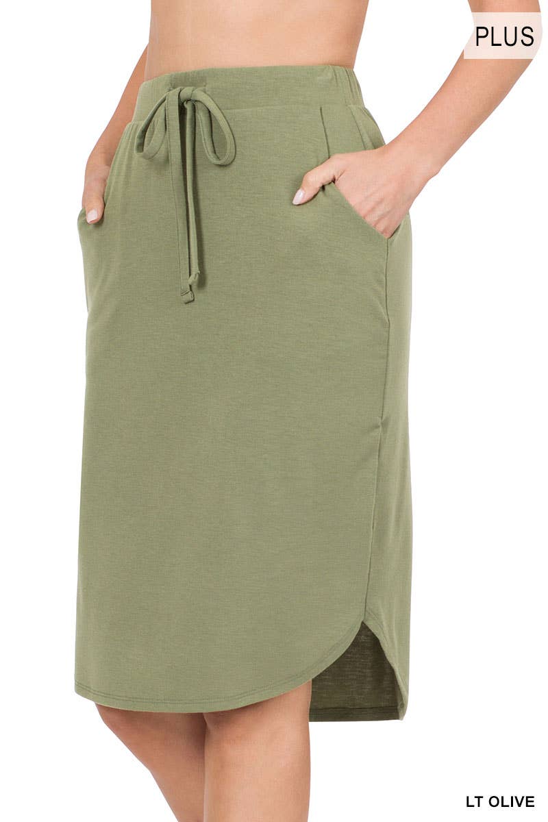 PLUS SIZE ELASTIC WAIST TULIP HEM SKIRT