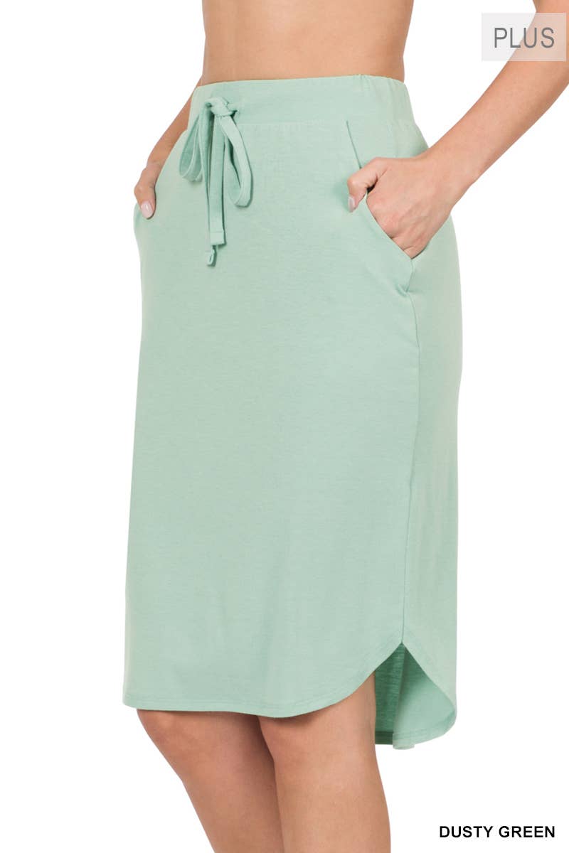 PLUS SIZE ELASTIC WAIST TULIP HEM SKIRT