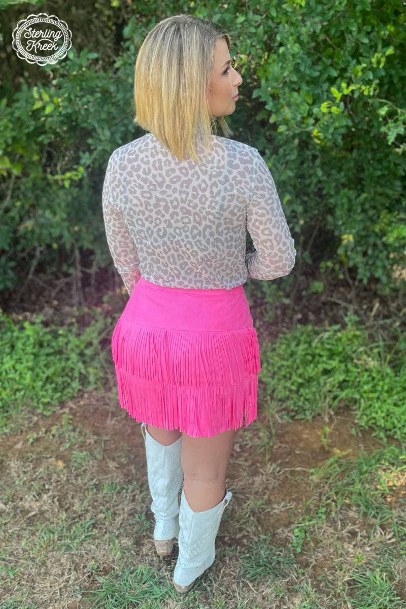 FORT WORTH FRINGE SKIRT PINK