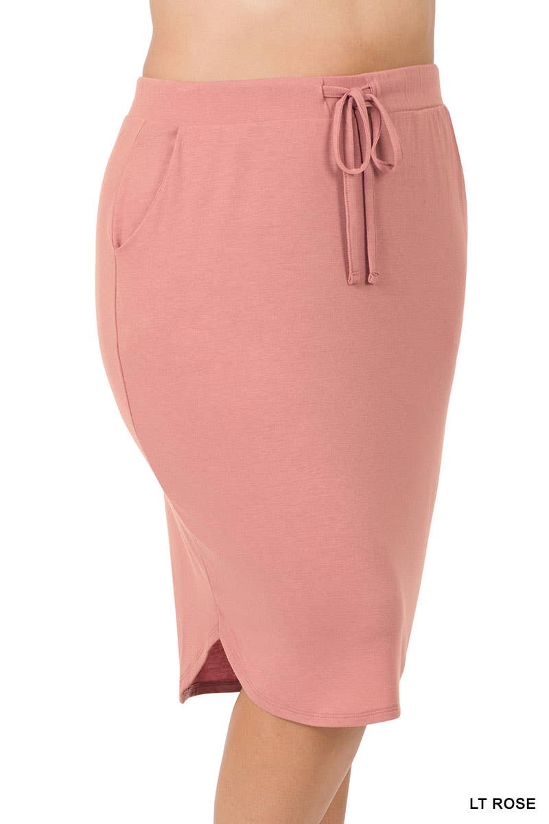 PLUS SIZE ELASTIC WAIST TULIP HEM SKIRT