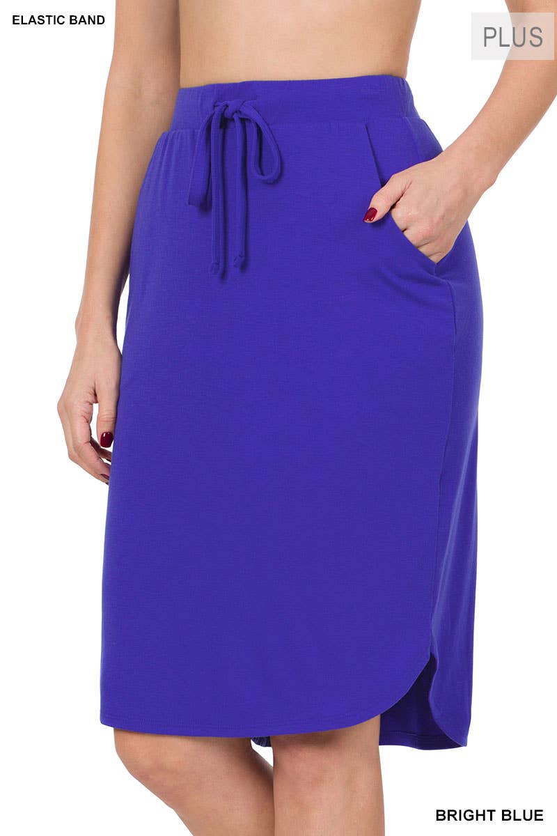 PLUS SIZE ELASTIC WAIST TULIP HEM SKIRT