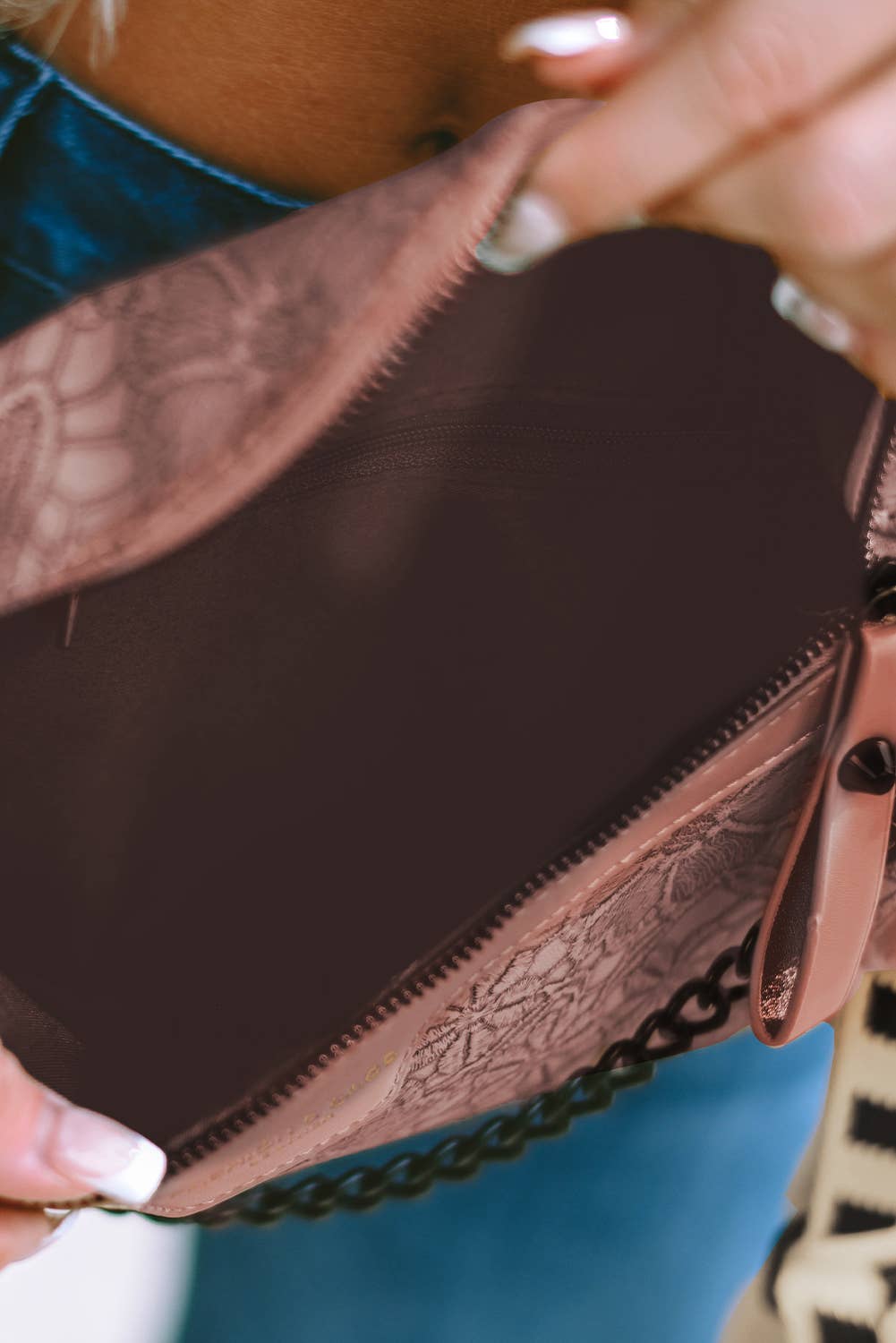 Colorblock Strap Chain Shoulder Bag With Coin Purse