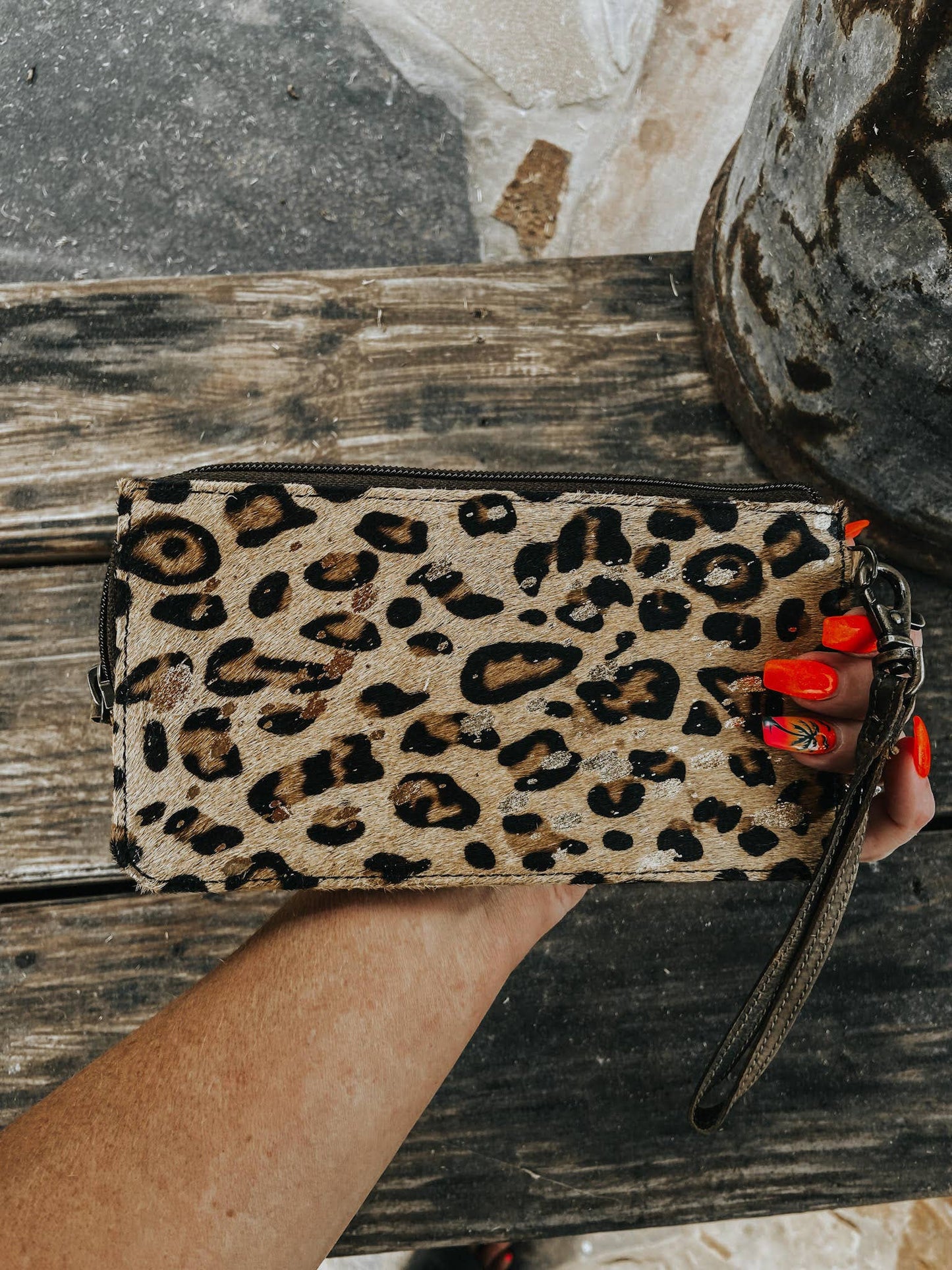 Cheetah Cowhide Womens Wallet - Wristlet