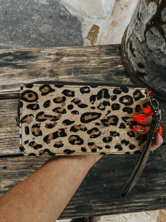Cheetah Cowhide Womens Wallet - Wristlet
