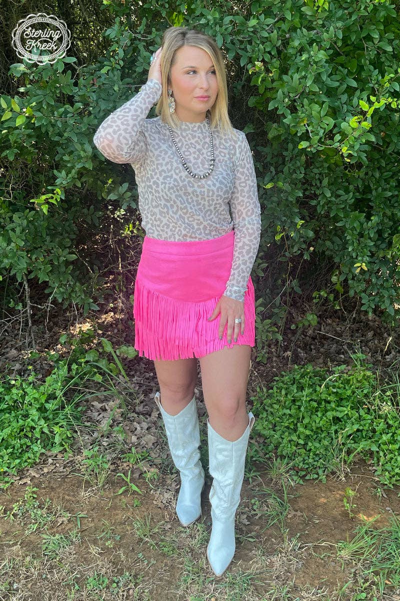 FORT WORTH FRINGE SKIRT PINK