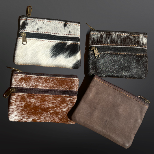 Cowhide Leather Coin Purse - 2 Pocket