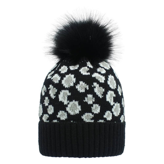 Leopard print knit hat beanie hat