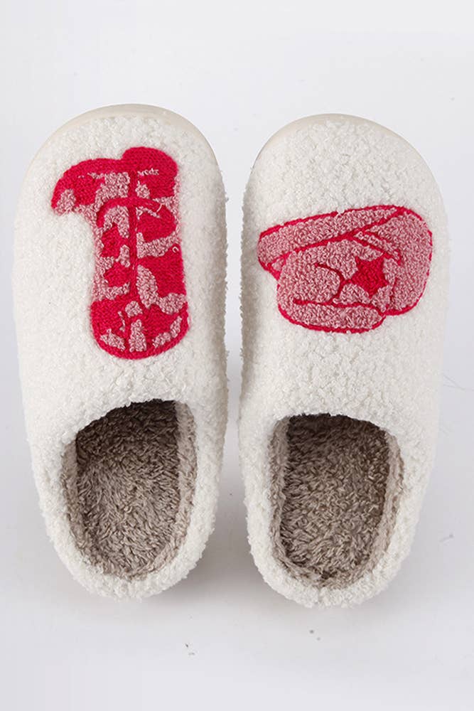 Western Cozy Hat and Boots Fluffy Slippers