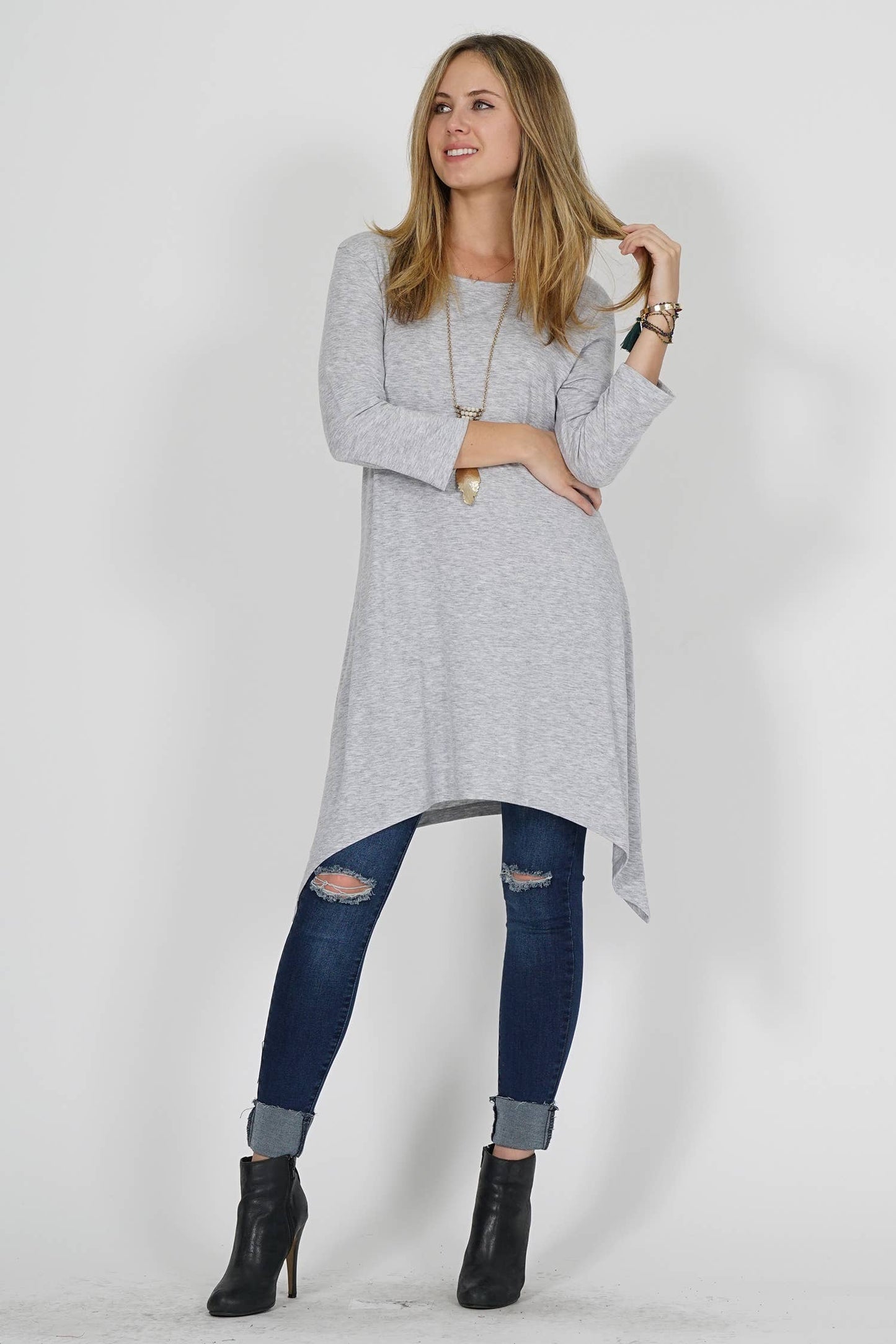 Three Quarter Sleeve A Line Tunic