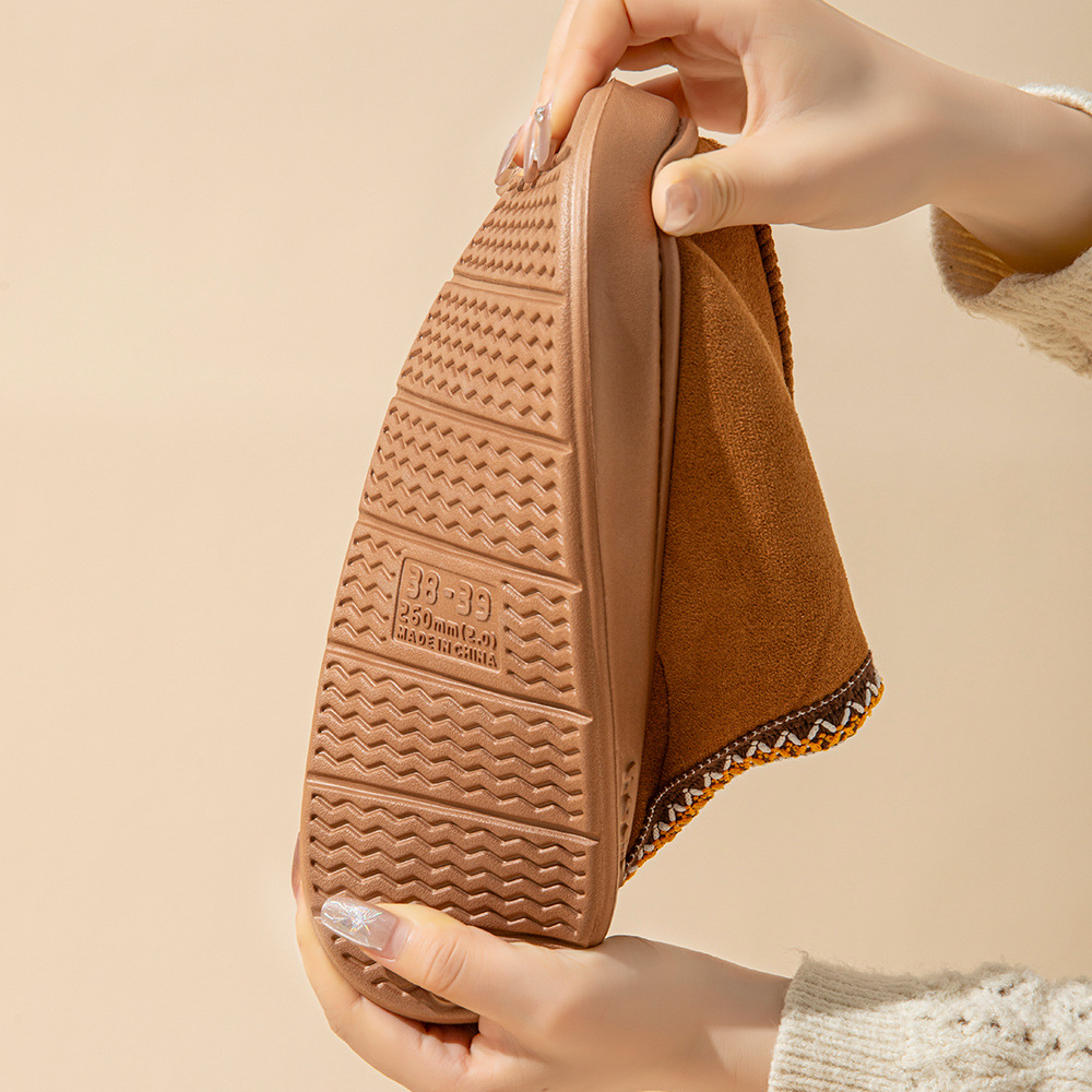 Solid Color Fuzzy Winter Warm Thick Sole Slippers