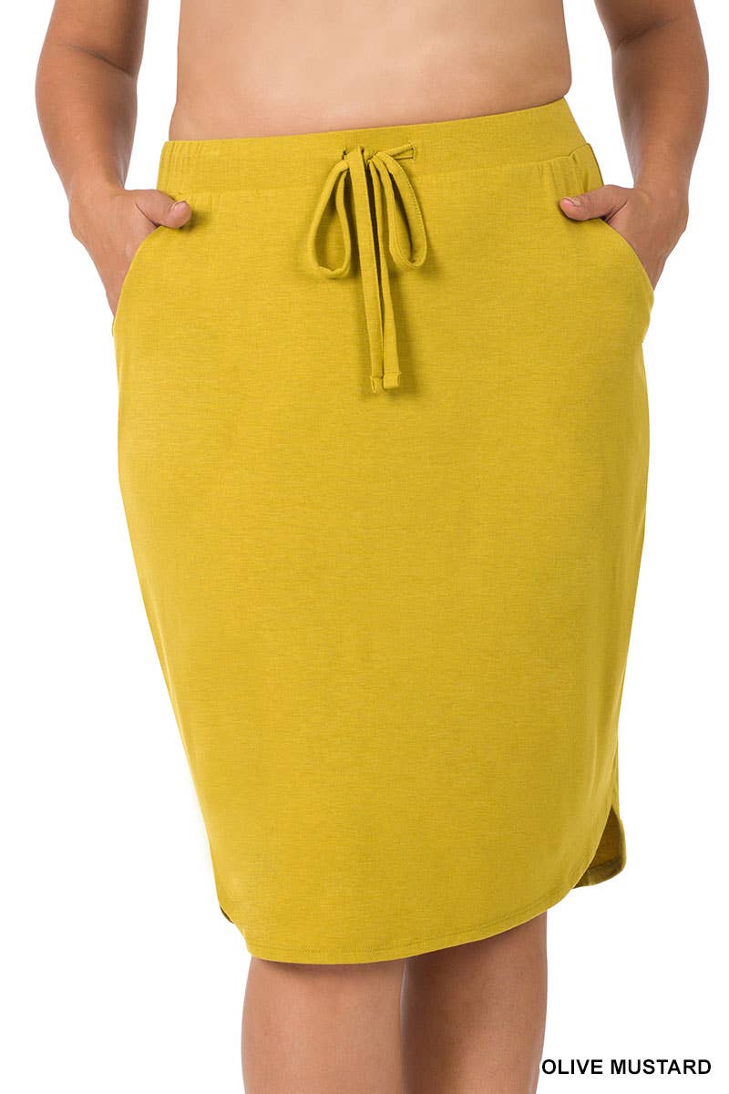 PLUS SIZE ELASTIC WAIST TULIP HEM SKIRT
