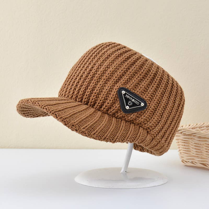 Knitted empty top hat bunched hair cap, warm beanie women