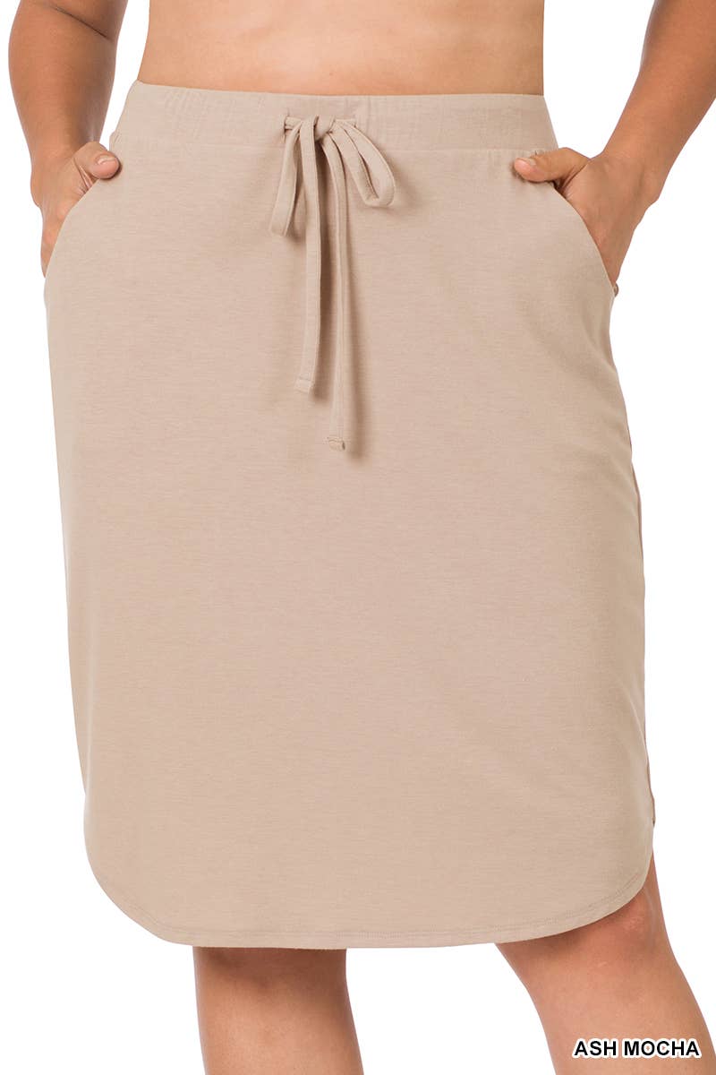 PLUS SIZE ELASTIC WAIST TULIP HEM SKIRT