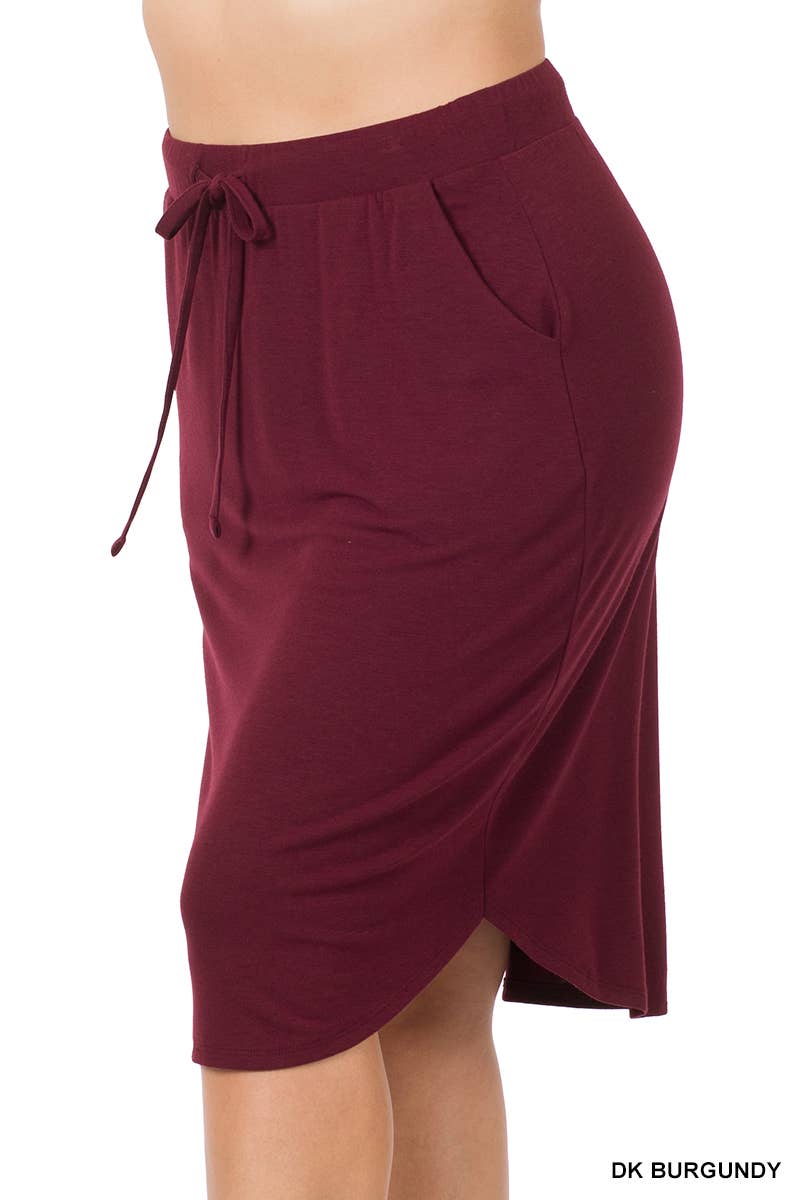 PLUS SIZE ELASTIC WAIST TULIP HEM SKIRT