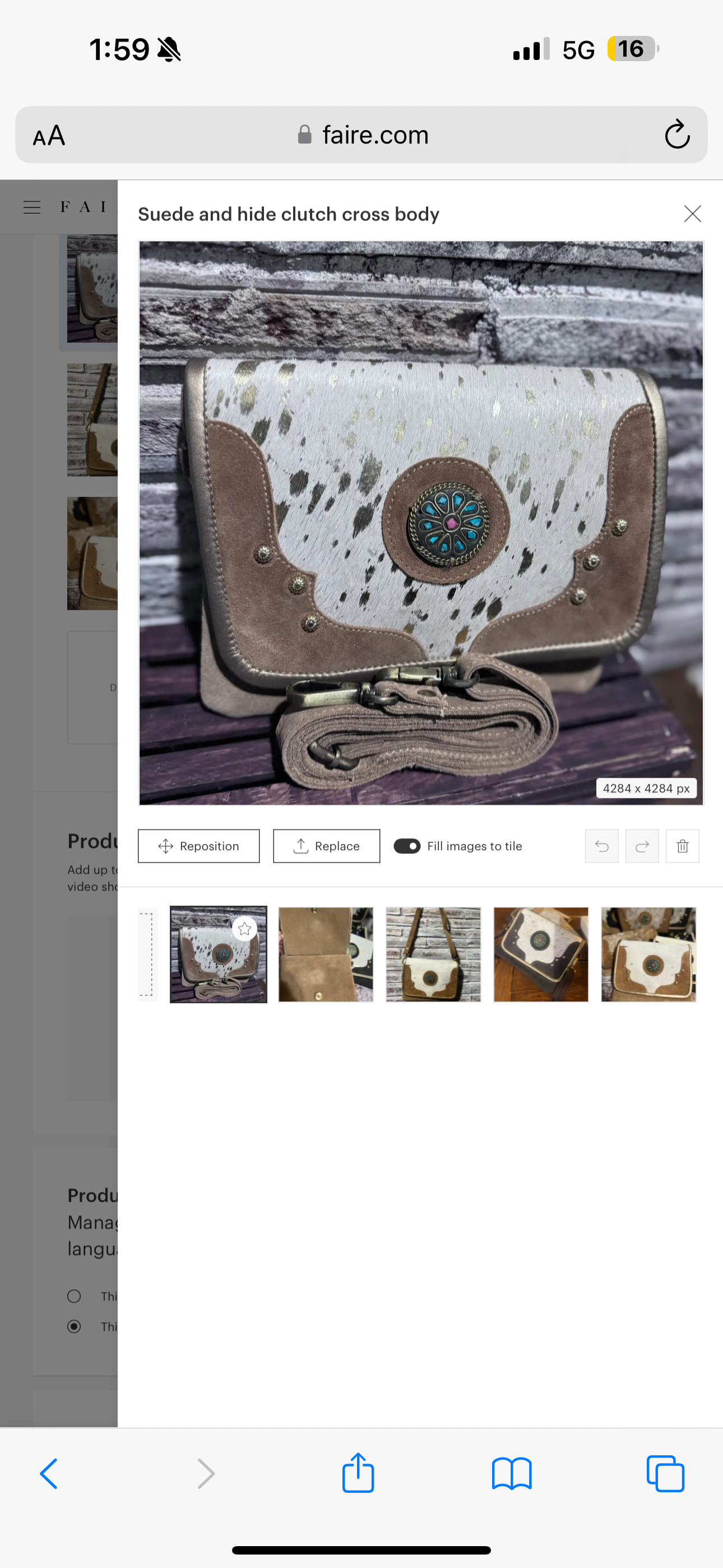 Cowhide Suede rock clutch/ crossbody