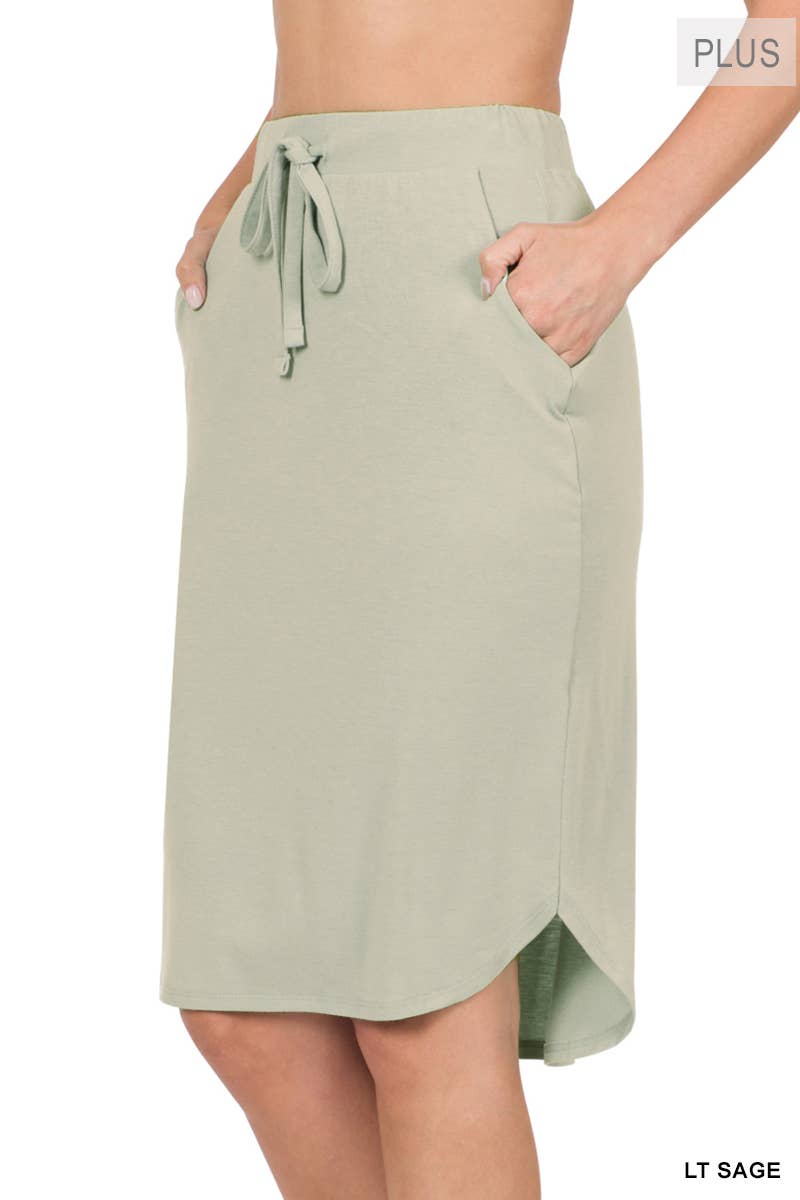 PLUS SIZE ELASTIC WAIST TULIP HEM SKIRT