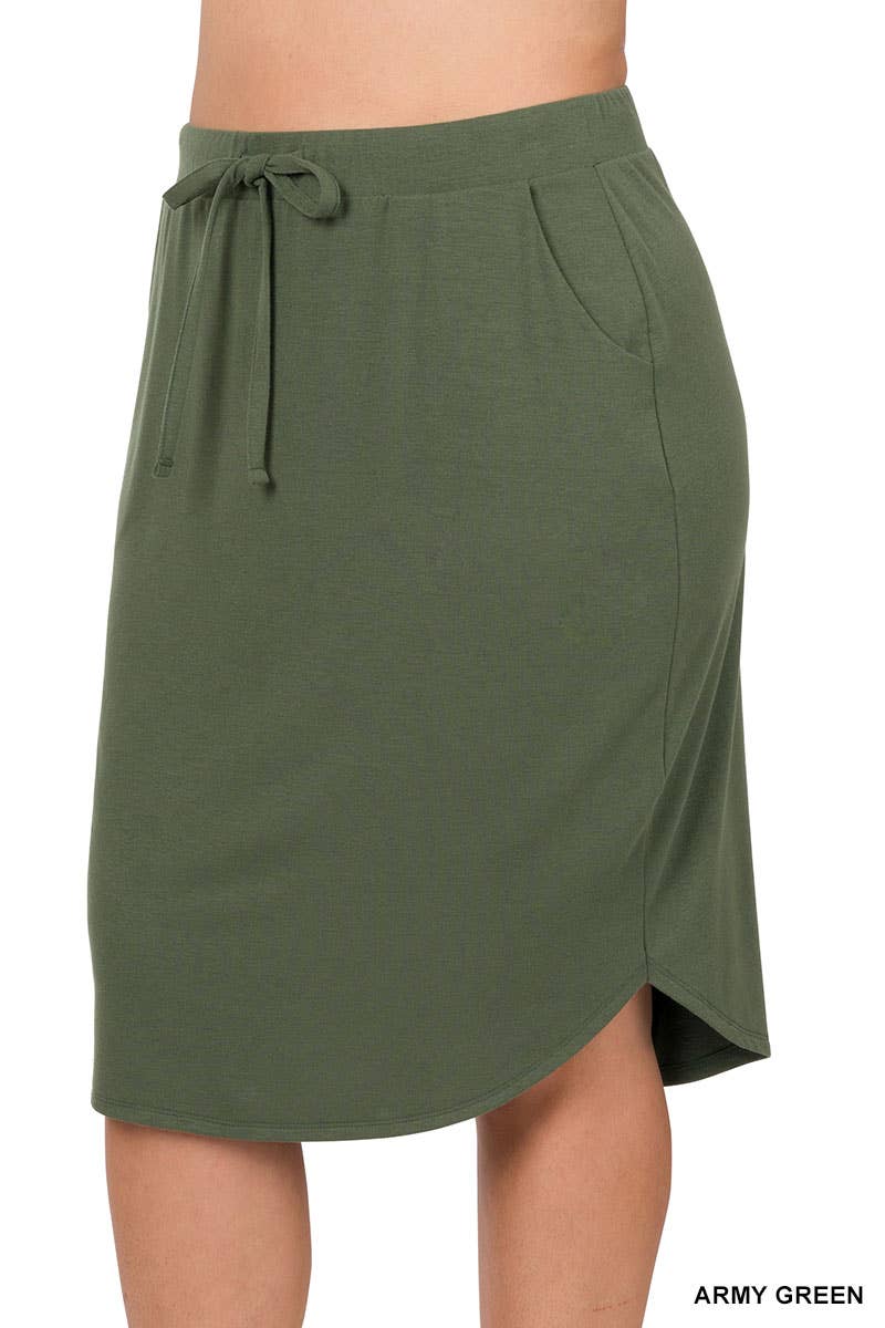 PLUS SIZE ELASTIC WAIST TULIP HEM SKIRT