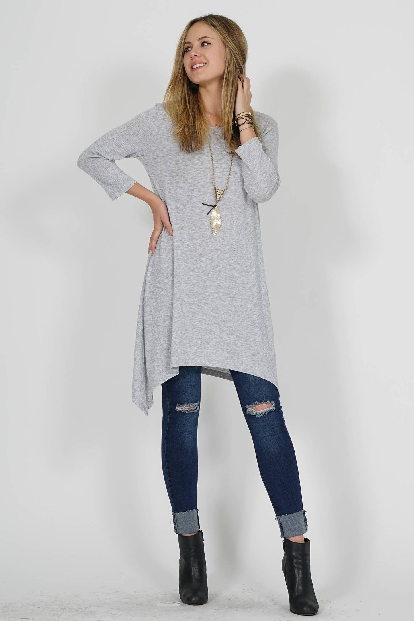 Three Quarter Sleeve A Line Tunic