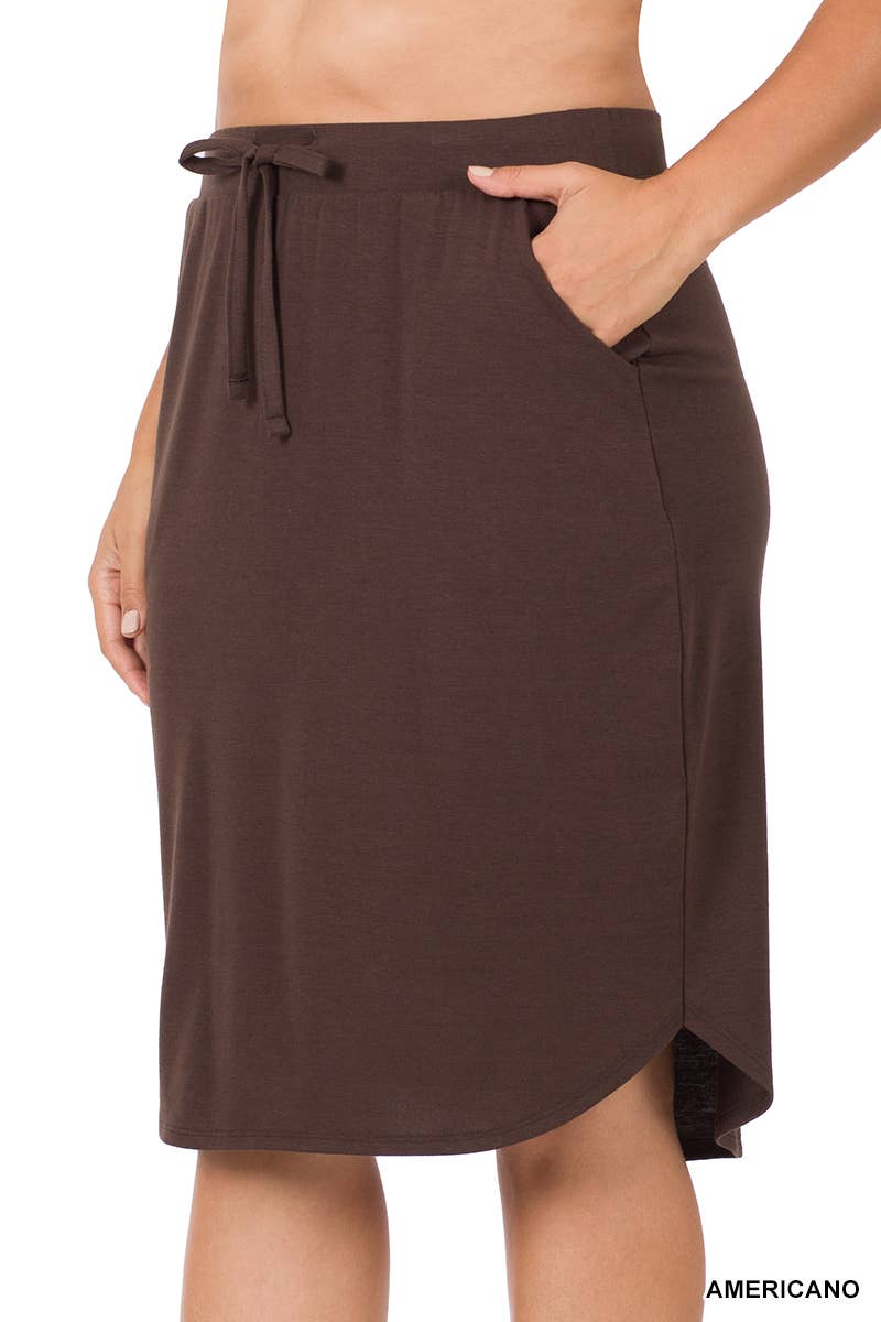 PLUS SIZE ELASTIC WAIST TULIP HEM SKIRT