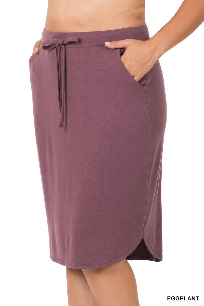 PLUS SIZE ELASTIC WAIST TULIP HEM SKIRT