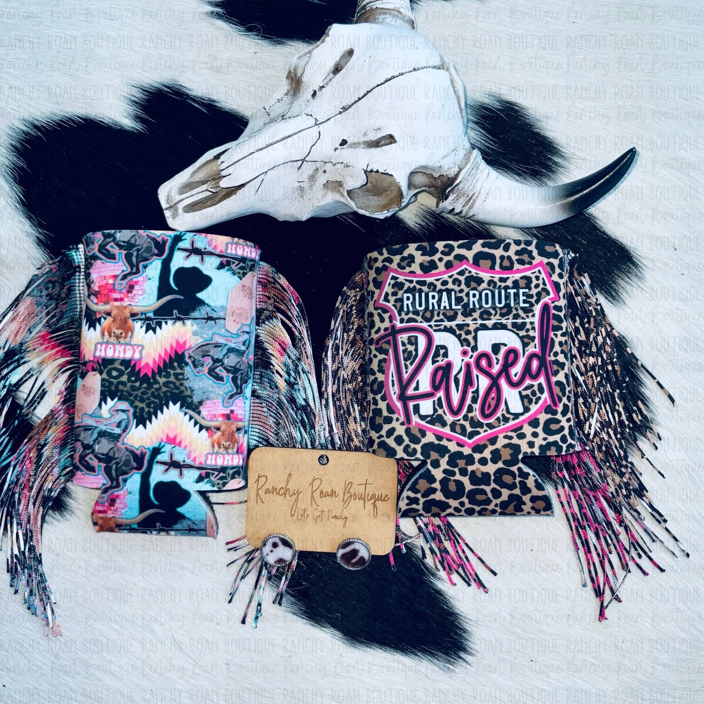 Groovy Cowgirl Fringe Western Koozie