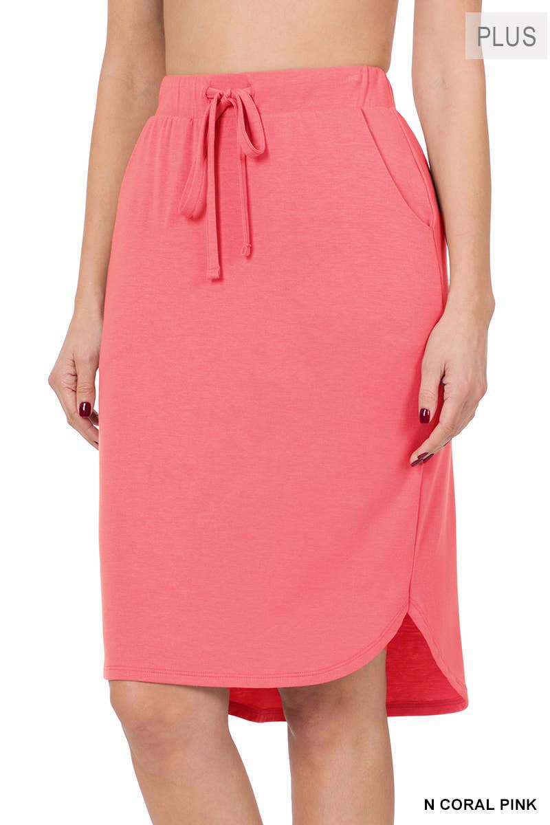 PLUS SIZE ELASTIC WAIST TULIP HEM SKIRT