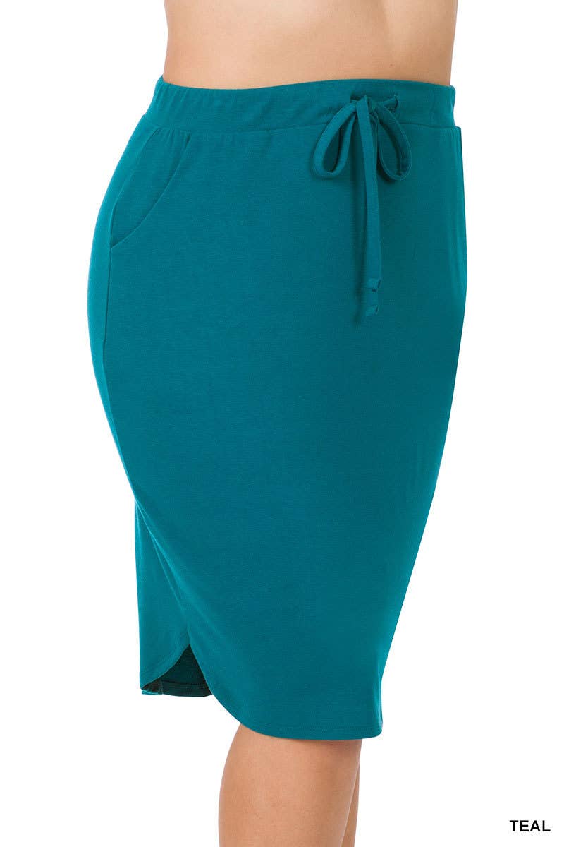 PLUS SIZE ELASTIC WAIST TULIP HEM SKIRT
