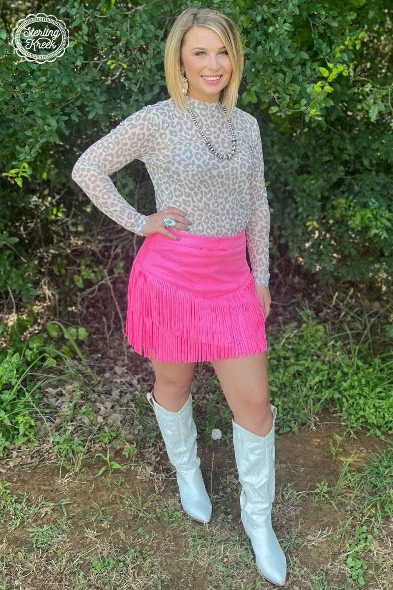 FORT WORTH FRINGE SKIRT PINK
