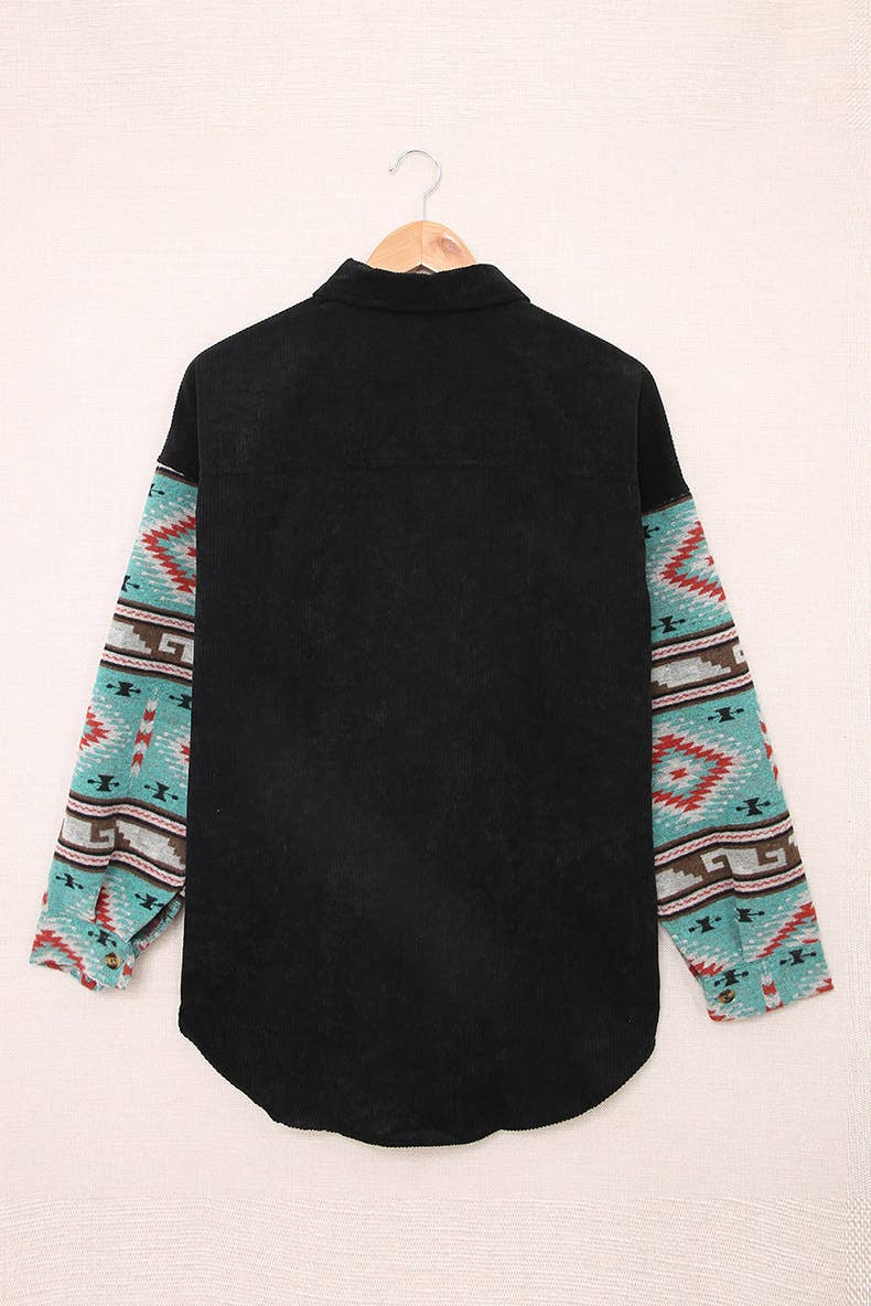 Boho print long-sleeved shirt loose cardigan